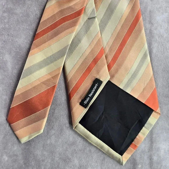 Van Heusen Orange Gray Stripe 100% Silk Men's Neck Tie NWOT - Picture 6 of 6